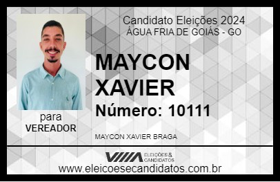 Candidato MAYCON XAVIER 2024 - ÁGUA FRIA DE GOIÁS - Eleições