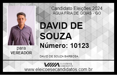 Candidato DAVID DE SOUZA 2024 - ÁGUA FRIA DE GOIÁS - Eleições