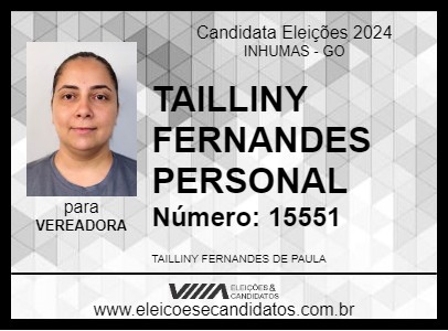 Candidato TAILLINY FERNANDES PERSONAL 2024 - INHUMAS - Eleições