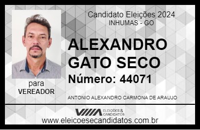 Candidato ALEXANDRO GATO SECO 2024 - INHUMAS - Eleições