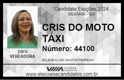 Candidato CRIS DO MOTO TÁXI 2024 - SILVÂNIA - Eleições