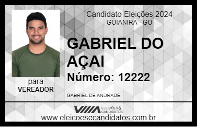 Candidato GABRIEL DO AÇAI 2024 - GOIANIRA - Eleições