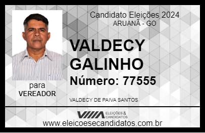 Candidato VALDECY GALINHO 2024 - ARUANÃ - Eleições