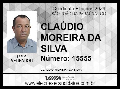 Candidato CLAÚDIO MOREIRA DA SILVA 2024 - SÃO JOÃO DA PARAÚNA - Eleições