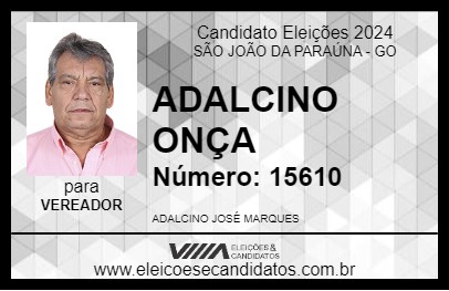 Candidato ADALCINO ONÇA 2024 - SÃO JOÃO DA PARAÚNA - Eleições