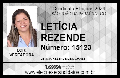 Candidato LETÍCIA REZENDE 2024 - SÃO JOÃO DA PARAÚNA - Eleições