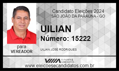 Candidato UILIAN 2024 - SÃO JOÃO DA PARAÚNA - Eleições