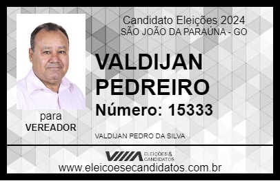 Candidato VALDIJAN PEDREIRO 2024 - SÃO JOÃO DA PARAÚNA - Eleições