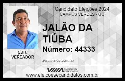 Candidato JALÃO DA TIÚBA 2024 - CAMPOS VERDES - Eleições