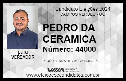 Candidato PEDRO DA CERAMICA 2024 - CAMPOS VERDES - Eleições