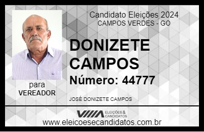 Candidato DONIZETE CAMPOS 2024 - CAMPOS VERDES - Eleições