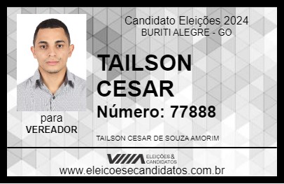 Candidato TAILSON CESAR 2024 - BURITI ALEGRE - Eleições