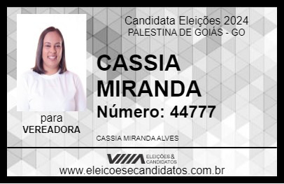 Candidato CASSIA MIRANDA 2024 - PALESTINA DE GOIÁS - Eleições