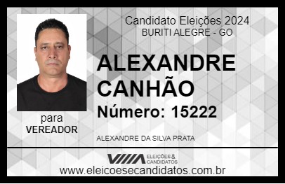 Candidato ALEXANDRE CANHÃO 2024 - BURITI ALEGRE - Eleições