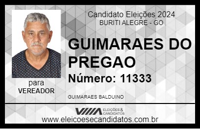 Candidato GUIMARAES DO PREGAO 2024 - BURITI ALEGRE - Eleições