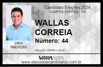 Candidato WALLAS CORREIA 2024 - CAMPOS VERDES - Eleições