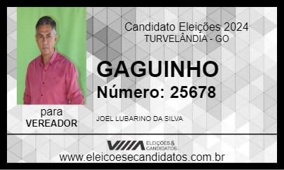 Candidato GAGUINHO 2024 - TURVELÂNDIA - Eleições