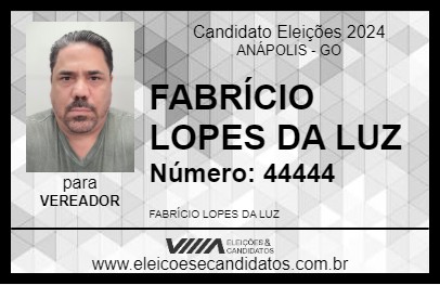 Candidato FABRÍCIO LOPES DA LUZ 2024 - ANÁPOLIS - Eleições