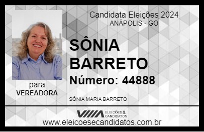 Candidato SÔNIA BARRETO 2024 - ANÁPOLIS - Eleições