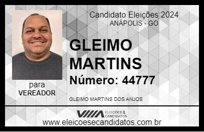 Candidato GLEIMO MARTINS 2024 - ANÁPOLIS - Eleições