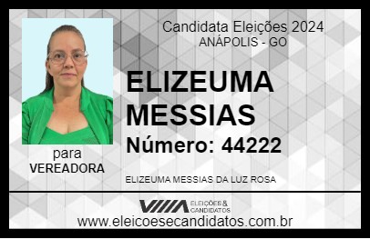 Candidato ELIZEUMA MESSIAS 2024 - ANÁPOLIS - Eleições