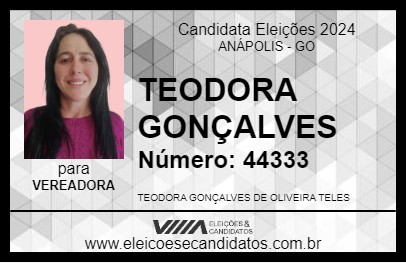 Candidato TEODORA GONÇALVES 2024 - ANÁPOLIS - Eleições