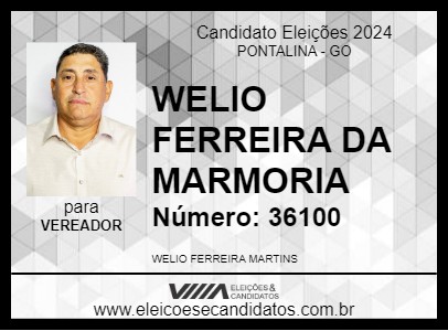 Candidato WELIO FERREIRA DA MARMORIA 2024 - PONTALINA - Eleições