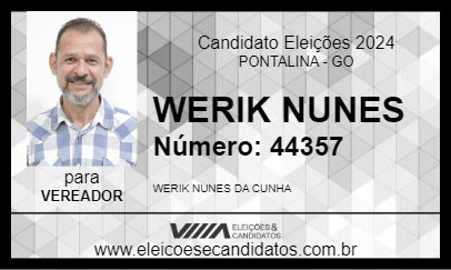 Candidato WERIK NUNES 2024 - PONTALINA - Eleições