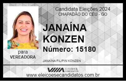 Candidato JANAÍNA KONZEN 2024 - CHAPADÃO DO CÉU - Eleições