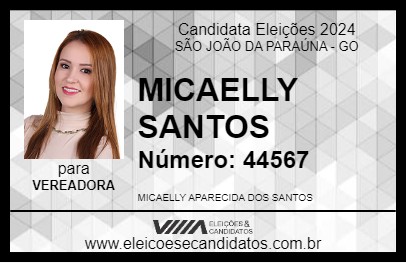 Candidato MICAELLY SANTOS 2024 - SÃO JOÃO DA PARAÚNA - Eleições