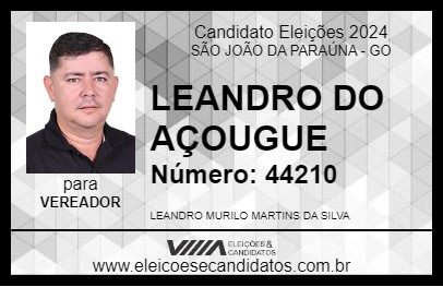 Candidato LEANDRO DO AÇOUGUE 2024 - SÃO JOÃO DA PARAÚNA - Eleições