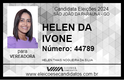 Candidato HELEN DA IVONE 2024 - SÃO JOÃO DA PARAÚNA - Eleições