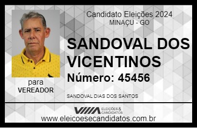 Candidato SANDOVAL DOS VICENTINOS 2024 - MINAÇU - Eleições