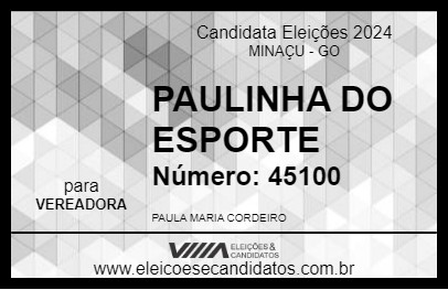 Candidato PAULINHA DO ESPORTE 2024 - MINAÇU - Eleições