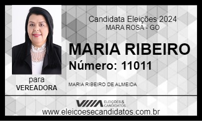 Candidato MARIA RIBEIRO 2024 - MARA ROSA - Eleições