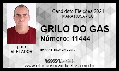 Candidato GRILO DO GAS 2024 - MARA ROSA - Eleições