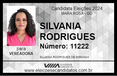 Candidato SILVANIA RODRIGUES 2024 - MARA ROSA - Eleições