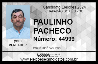 Candidato PAULINHO PACHECO 2024 - CHAPADÃO DO CÉU - Eleições