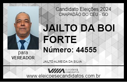 Candidato JAILTO DA BOI FORTE 2024 - CHAPADÃO DO CÉU - Eleições