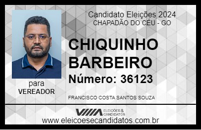 Candidato CHIQUINHO BARBEIRO 2024 - CHAPADÃO DO CÉU - Eleições