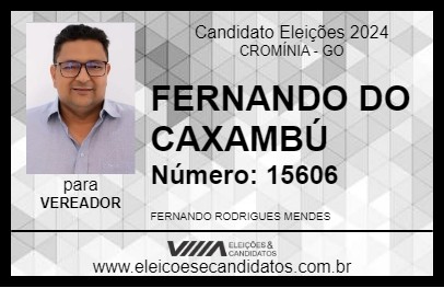 Candidato FERNANDO DO CAXAMBÚ 2024 - CROMÍNIA - Eleições