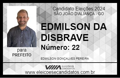 Candidato EDMILSON DA DISBRAVE 2024 - SÃO JOÃO D\ALIANÇA - Eleições