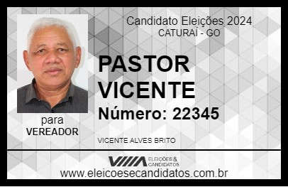 Candidato PASTOR VICENTE 2024 - CATURAÍ - Eleições