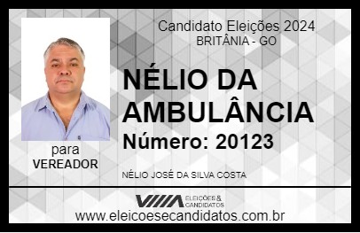 Candidato NÉLIO DA AMBULÂNCIA 2024 - BRITÂNIA - Eleições