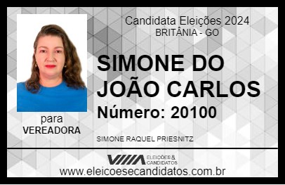 Candidato SIMONE DO JOÃO CARLOS 2024 - BRITÂNIA - Eleições