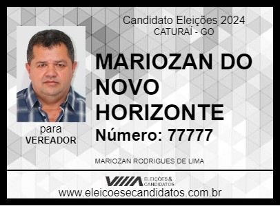 Candidato MARIOZAN DO NOVO HORIZONTE 2024 - CATURAÍ - Eleições