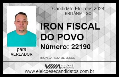 Candidato IRON FISCAL DO POVO 2024 - BRITÂNIA - Eleições