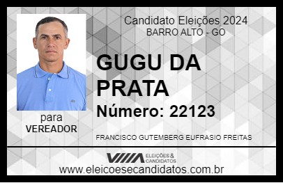 Candidato GUGU DA PRATA 2024 - BARRO ALTO - Eleições