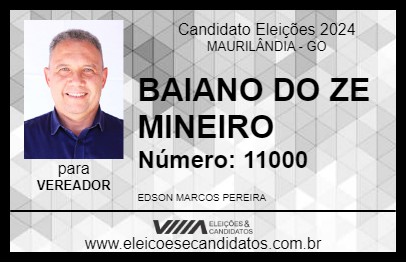 Candidato BAIANO DO ZE MINEIRO 2024 - MAURILÂNDIA - Eleições