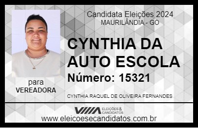 Candidato CYNTHIA DA AUTO ESCOLA 2024 - MAURILÂNDIA - Eleições